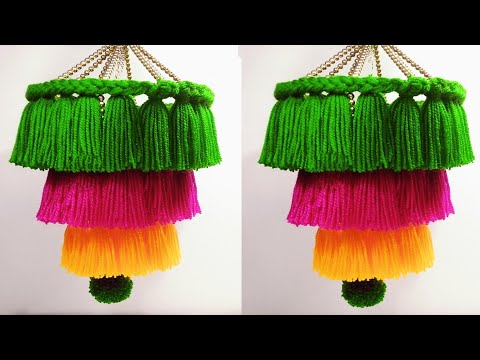 DIY EASY WOOLEN JHUMER CRAFT IDEA /WOOLEN WIND CHIME /WOOLEN CHANDELIER /OON KA JHUMER KA TARIKA