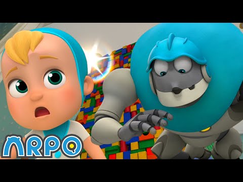 GIANT Building Blocks Tower | Arpo the Robot | Funny Cartoons for Kids | 