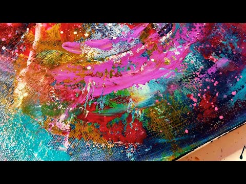 QUICK &amp; EASY Acrylic Abstract Painting With No Plan / Abstract Painting Ideas