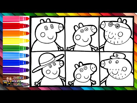 Drawing And Coloring Peppa Pig With Her Family 🐷🐷🐷🐷💗🌈 Drawings For Kids