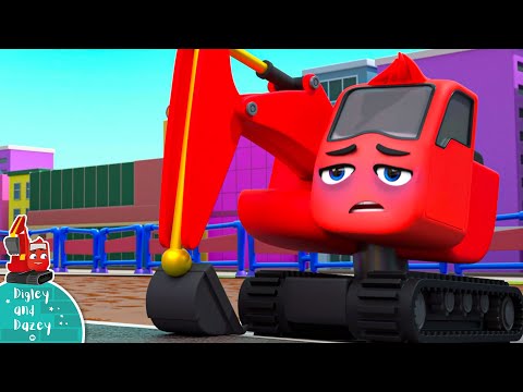 Oh No! Digley is Sick - Digley and Dazey | Construction Cartoons for Kids