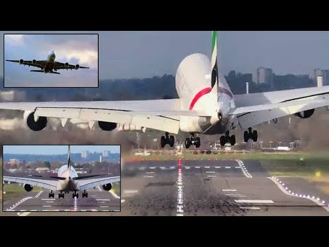 JAW DROPPING 😱 A380 Double GO AROUND &amp; 3 Attempts to land during 💨 STORM PIA 💨