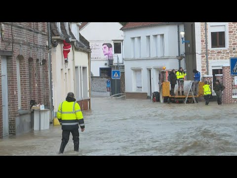 Crues dans le Nord de la France: l'Aa toujours &agrave; un niveau &eacute;lev&eacute; &agrave; Blendecques | AFP Images