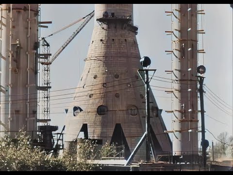 Строительство телевизионной башни в Останкино, 1969 в цвете