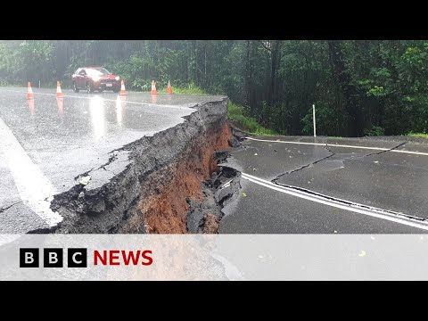 Queensland floods: Australia airport submerged and crocodiles seen after record rain | BBC News