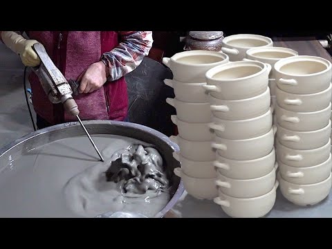 Amazing earthenware pot mass production process. Korean ceramics factory