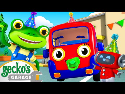 Birthday Baby Fire Truck  Transformation | Gecko the Mechanic | Vehicle Repair Cartoons |