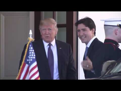 President Donald Trump welcomes Canadian PM Justin Trudeau to White House