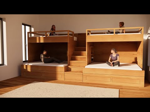 FURNITURE｜Brady - Eco-Friendly Double Split Bunk Bed with Stairs - Single Upper Kids / Queen Lower