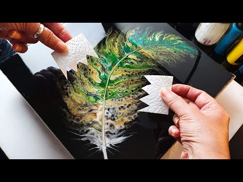 STUNNING Acrylic SWIPE Feather Painting Tutorial | ABcreative - Fluid Acrylic Pour