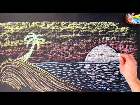 How to Draw a Beach ♫ Chalk Art &amp;amp; Disney Lullabies