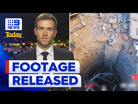 New footage of alleged Hamas tunnel beneath Gaza hospital | Israel-Hamas war | 9 News Australia