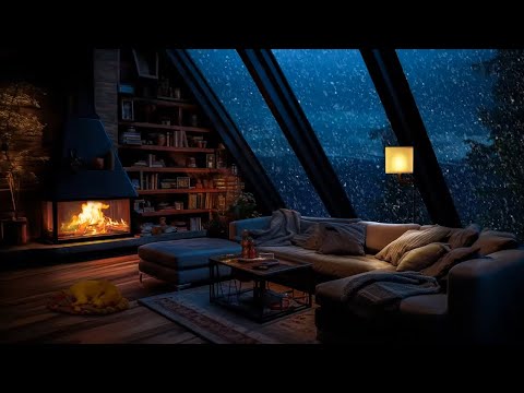 Overcome anxiety to sleep soundly with blizzard and fireplace sounds | Winter wonderland ASMR