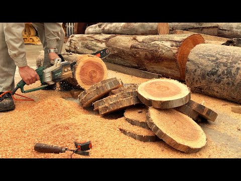 Professional And Creative Woodworking // Create A Unique Table From Wood Slices Of Large Tree Trunks