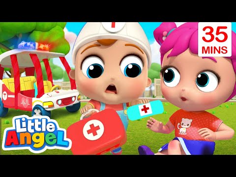 Baby John To The Rescue | Wheels On The Ambulance &amp;amp; More Little Angel Kids Songs