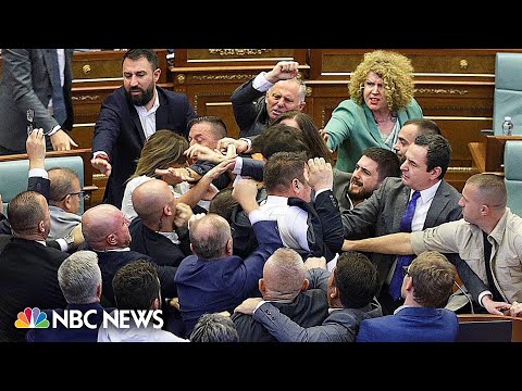 Watch: Kosovo parliament session descends into fistfight