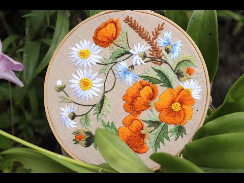 Flower Wreath Embroidery, Floral  Wreath - SaraNsilk