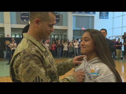 Soldier Surprises Daughter At Fake Pep Rally In Pembroke Pines