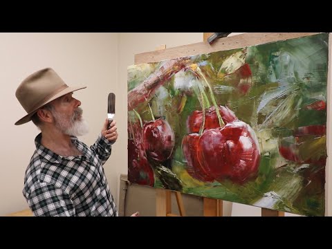 LARGER than LIFE Cherries 🍒Oil Painting with Palette Knife🎨