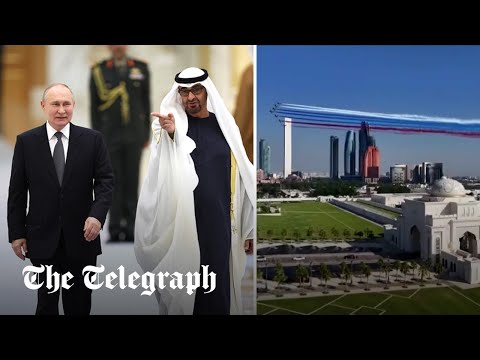 Putin received in UAE with flypast and Russian flags lining the streets