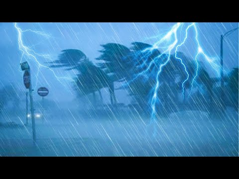 Fall Asleep Fast with Heavy Rain, Terrible Wind &amp; Awful Thunder Sounds in Extreme Hurricane