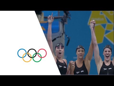 USA Set New Women's 4 x 200m Freestyle Relay Olympic Record - London 2012 Olympics