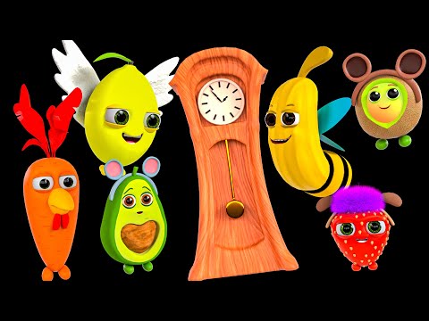 Hickory Dickory Dock - Baby Sensory Dance Party * Funky Fruits Fun Animation and Upbeat Music!