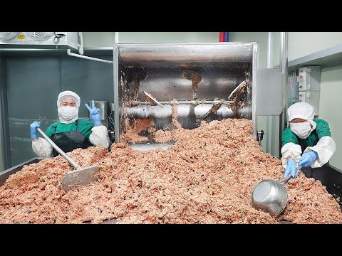 Amazing sundae mass production!  Making korean sausage in food factory