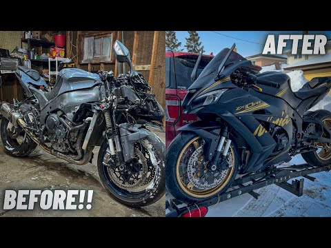 Rebuilding A Salvage Wrecked Kawasaki Ninja ZX10R In 20 Minutes