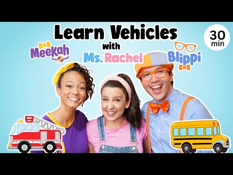 Blippi &amp;amp; Ms Rachel Learn Vehicles - Wheels on the Bus - Videos for Kids - Tractor, Car, Truck + More