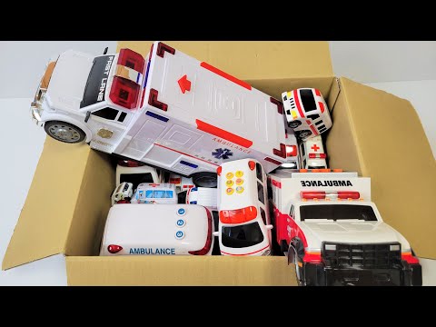 救急車のミニカーを大きな箱からどんどん出す。緊急サウンドあり｜I'm going to don don take out the ambulance mini car from the big box