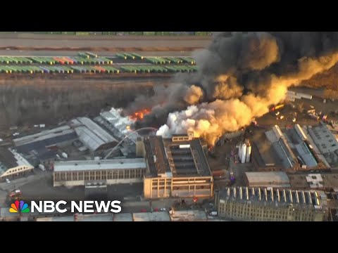 New Jersey factory partially collapses after massive fire