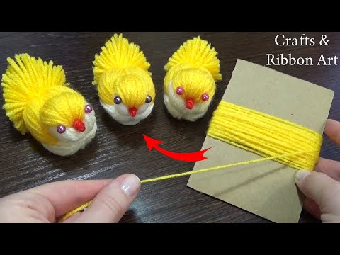 Super Easy Chicken Making Idea with Yarn - DIY Woolen Chick - How to Make Yarn Chick - Woolen Dolls