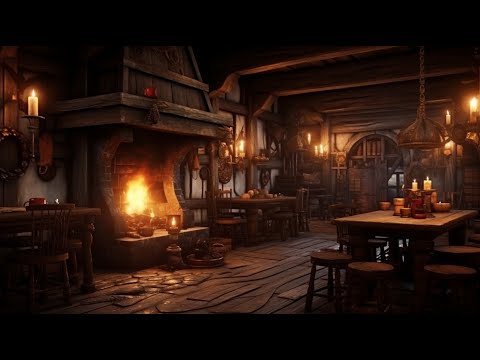 Medieval Fireside Music and Ambience | Medieval Tavern Ambience for Sleep🌛, Relaxation, Study 😌🔥