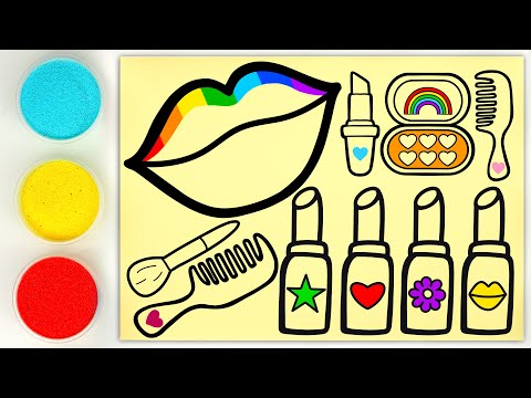 Lips Rainbow Make Up Set | Drawing, Sand Painting &amp; Coloring for Kids, Toddlers | Draw With Me