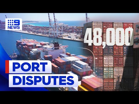 Calls for government to intervene in escalating industrial port disputes | 9 News Australia