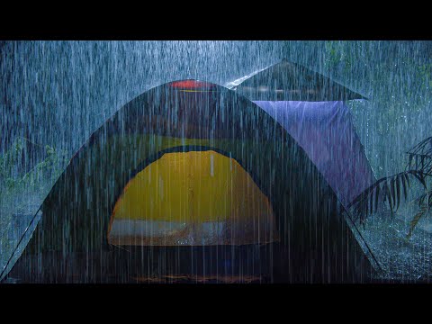 Fall Asleep Fast in MINUTES with Beautiful Heavy Rain on tent &amp; Mighty Thunder in Forest | Rain 4K