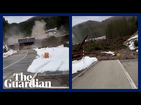 Japan earthquake: footage shows residents escaping Wajima landslide