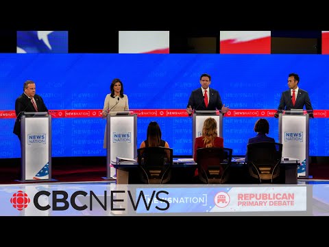 Four Republican candidates attack each other on Trump-less debate stage