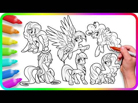 Coloring Pages MY LITTLE PONY - Mane Six | How to color My Little Pony. Easy Drawing Tutorial. MLP