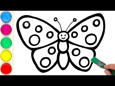 Butterfly Drawing, Painting, Coloring for Kids, Toddlers | Learn Insects and Animals