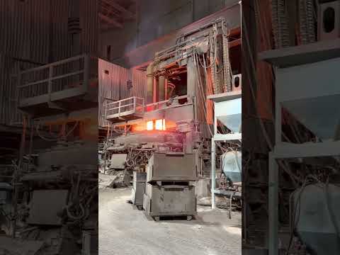 Electric arc furnace in operation