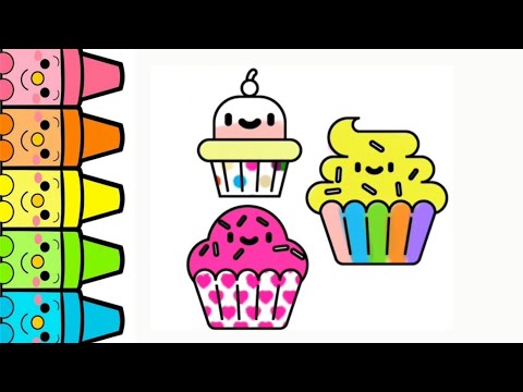 How to draw cute &amp;quot;Cupcakes&amp;quot;? Easy to draw for Kid's?? Drawing, Coloring, Painting for Kid's&amp;hearts;️