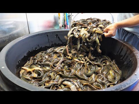 Korean food made from ground live fish! Blood Mud Fish Soup, korean street food