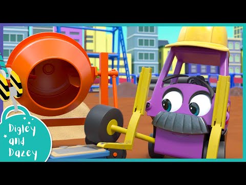 🏗 Sticky Slime Cement Mess | Digley and Dazey | Kids Construction Truck Cartoons