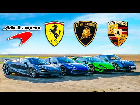 Ferrari 296 v McLaren 750S v Huracan Perf v 911 Turbo: DRAG RACE