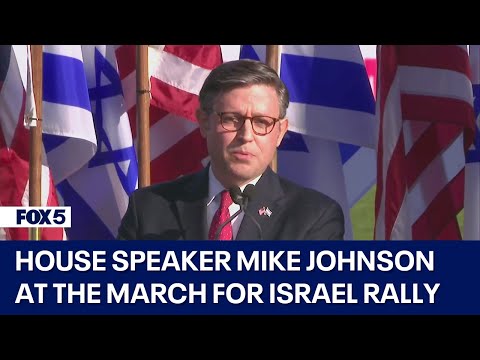 House Speaker Mike Johnson addresses crowd at the March for Israel rally in DC