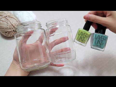 I did an INCREDIBLE job with the glass bottle, yarn, nail polish. DIY recycling craft ideas