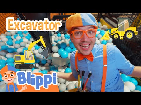 Blippi's Construction Vehicle Indoor Playground! | Excavator | Blippi Educational Videos for Kids