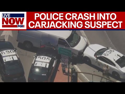 Crazy police chase: Suspect carjacks 3 vehicles during high-speed pursuit in LA | LiveNOW from FOX